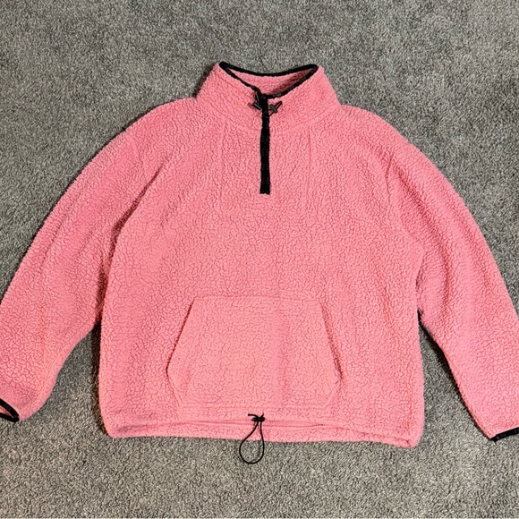 Victoria's Secret Pink Women’s Pullover Sherpa Sweatshirt 1/4 Zip Size XL - Picture 1 of 7